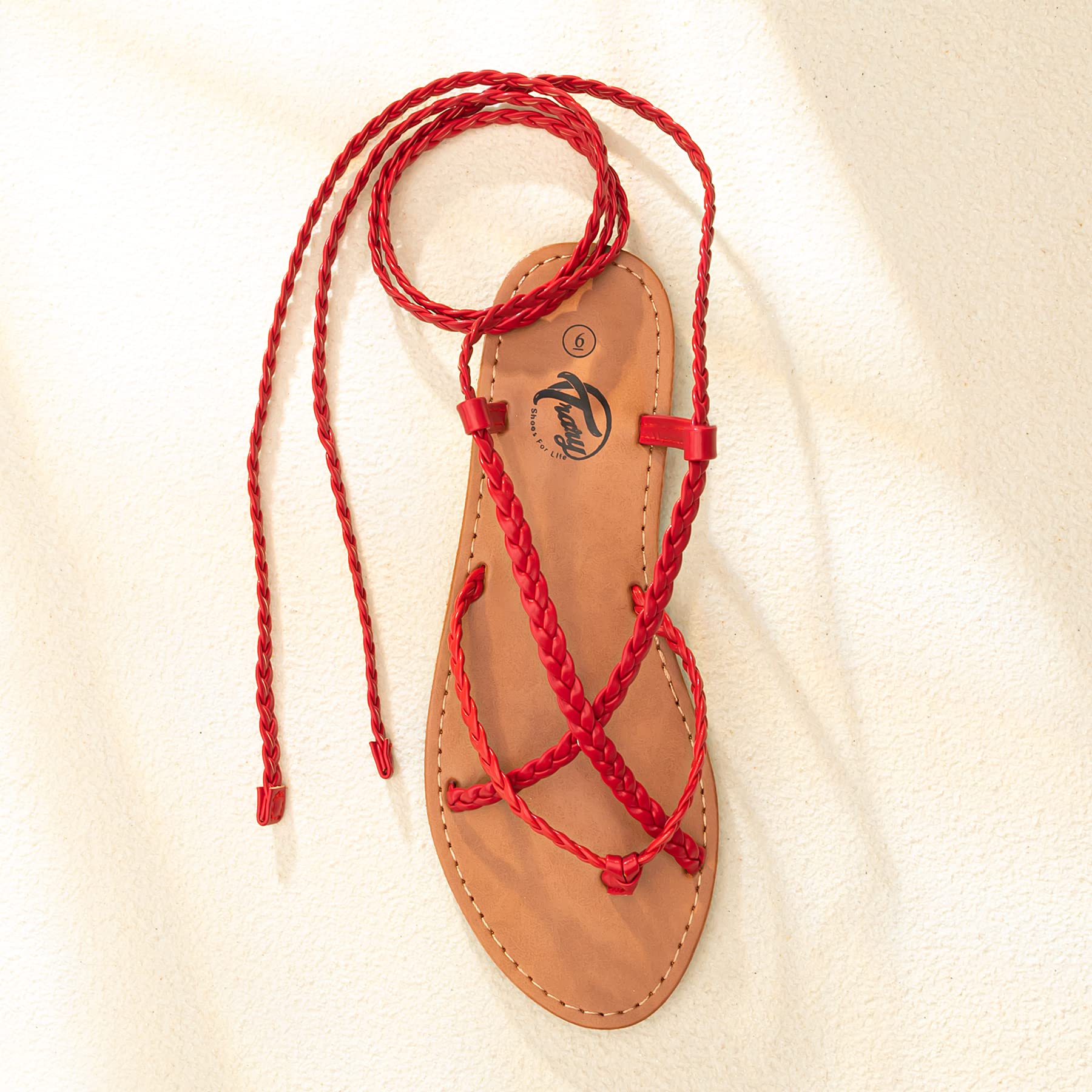 Women's Trary Lace-Up Gladiator Sandals - Dressy Open Toe Flat Summer Sandals for Beach & Casual Outfits | 2023 Trendy Fashion Footwear