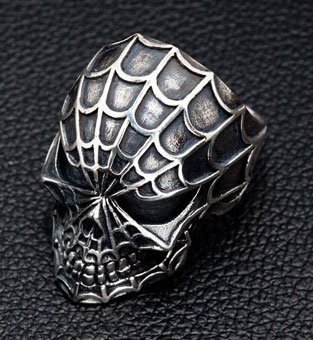 Authentic Spiderman Skull 925 Sterling Silver Men's Ring - Adjustable Size 6-14 US - Premium Silver Jewelry from Thailand - Perfect for Cosplay, Gifts & Superhero Fans