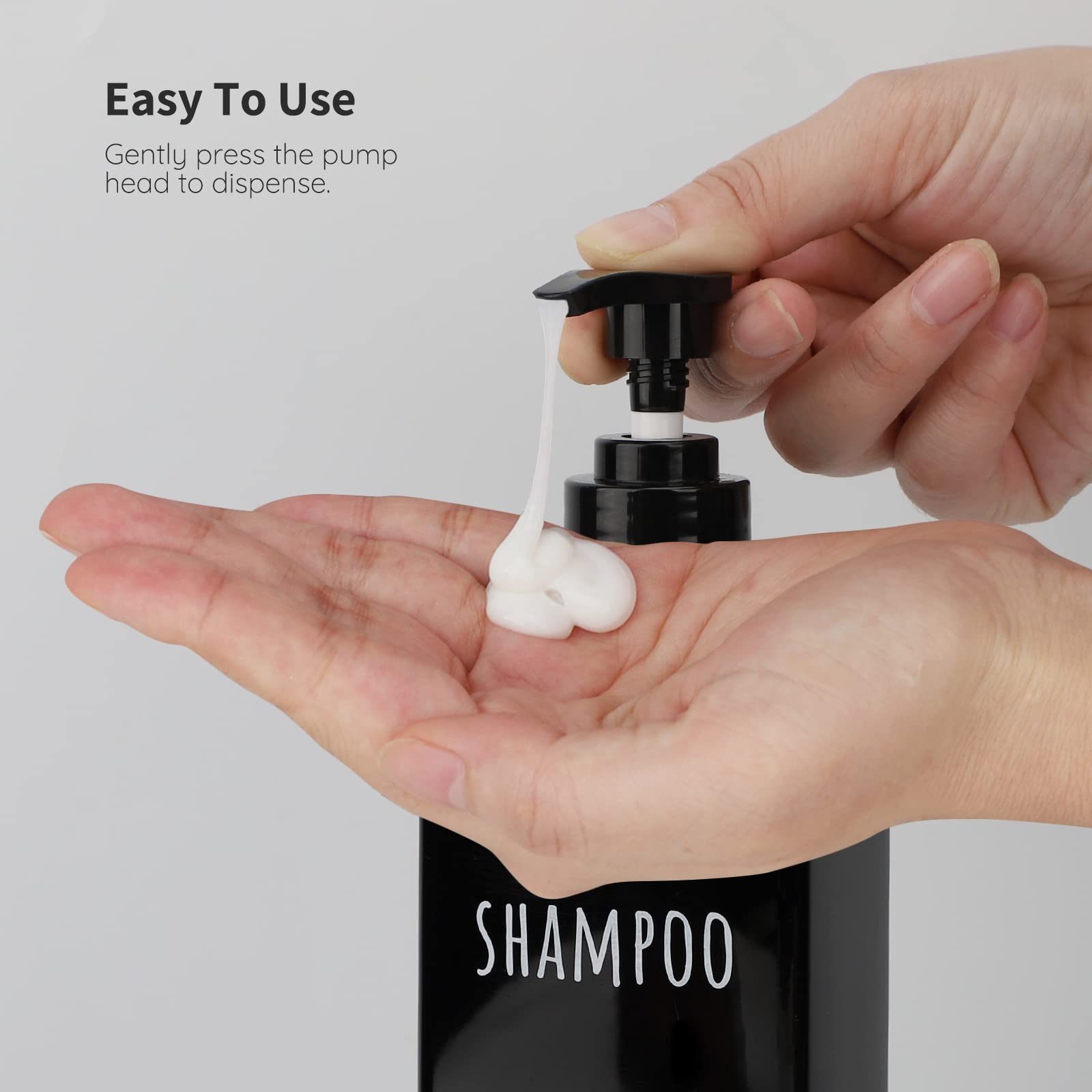 Segbeauty 3-Pack Square Soap Dispenser Set - 16.9oz (500ml) Refillable Black Plastic Pump Bottles for Shampoo, Conditioner, Body Wash & Lotion | Bathroom & Shower Organizer for Liquid Soap, Gel & Hair Care Products