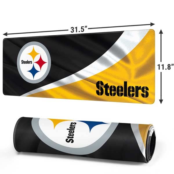 Officially Licensed NFL Pittsburgh Steelers Large Gaming Mouse Pad - Non-Slip Rubber Base, Waterproof, Stitched Edges for Durability | Perfect Desk Mat for Keyboard & Mouse | Ideal for PC Gaming, Office Work & Home Computer Setup