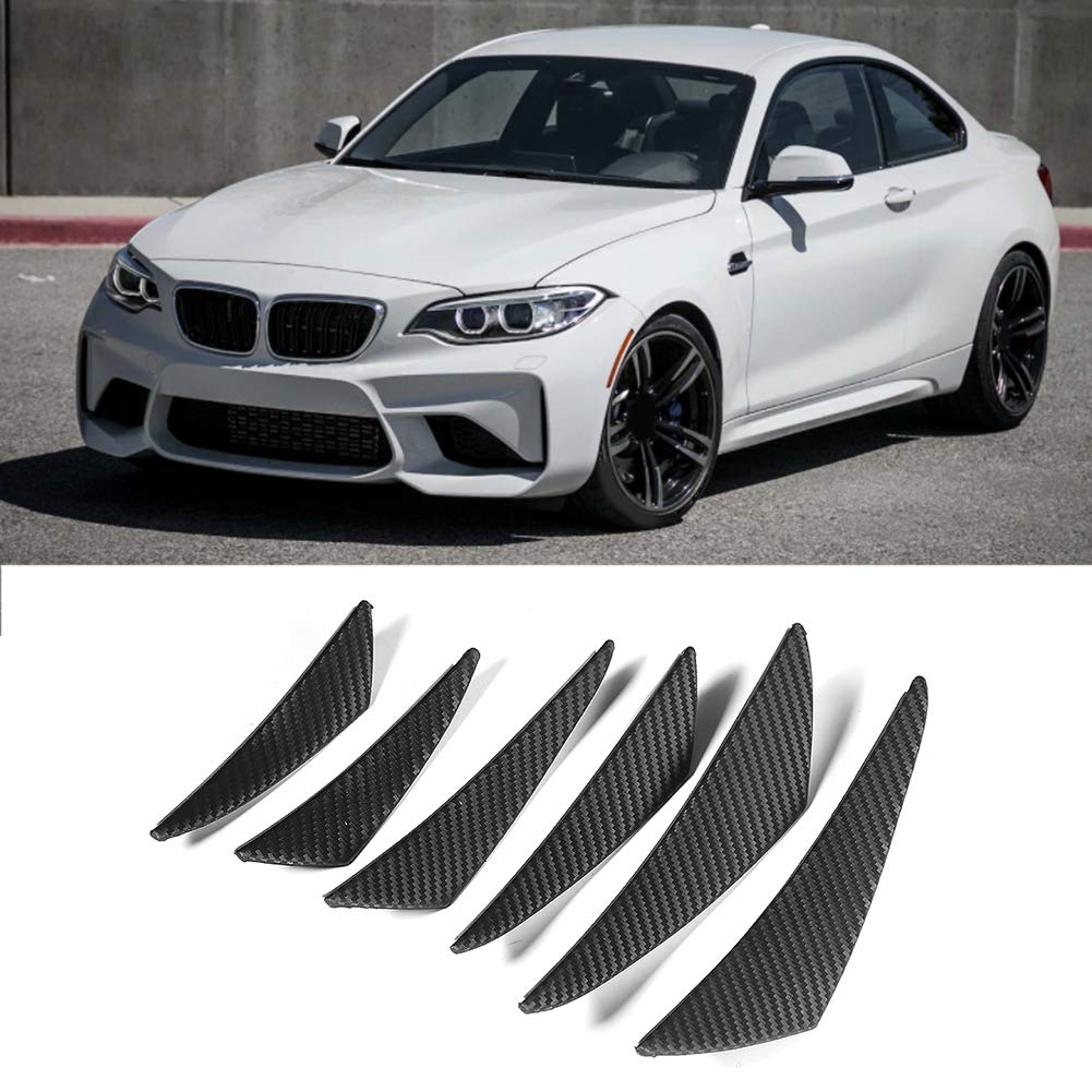 6pcs Universal Front Bumper Canards - Car Exterior Lip Splitter Diffuser Fins & Valence Spoiler for Enhanced Aerodynamics - Perfect for Sports Cars & Tuner Vehicles