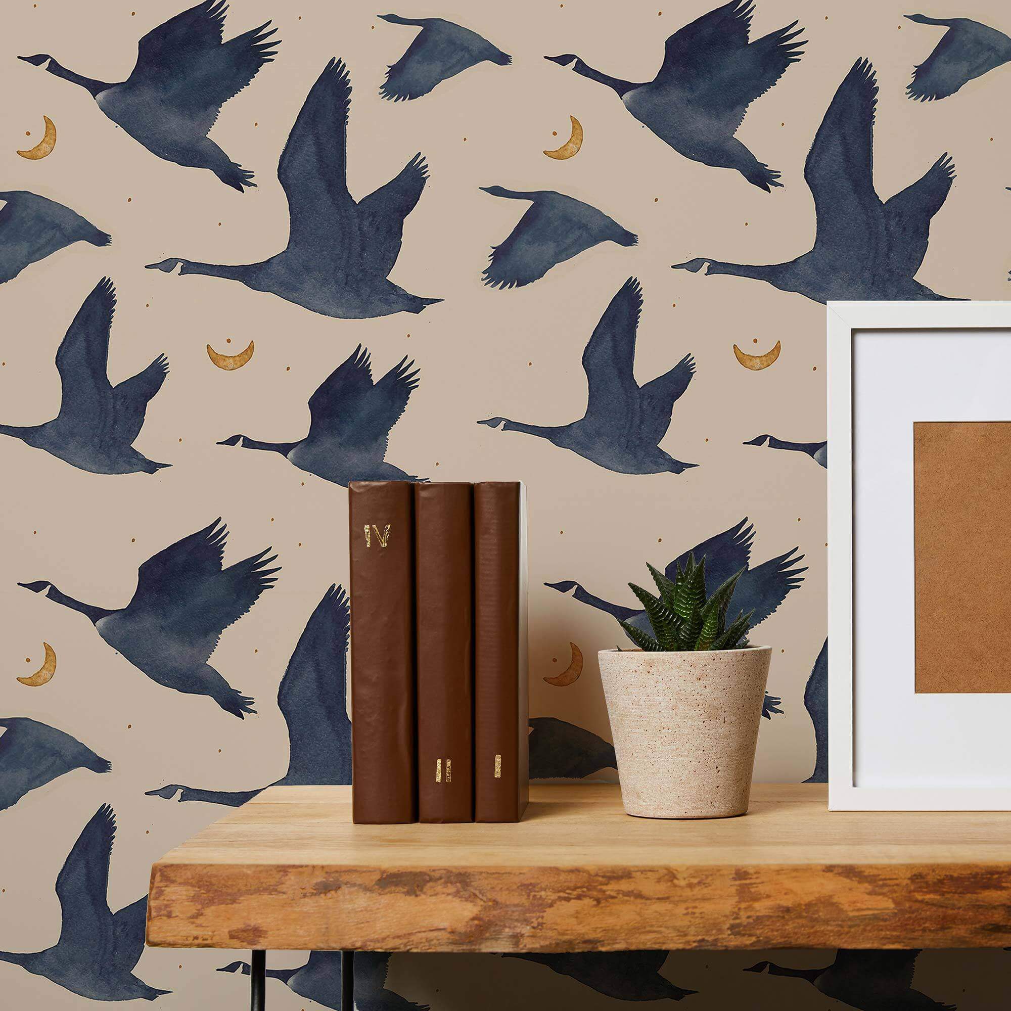 Blue Birds Peel and Stick Removable Wallpaper - Self-Adhesive Decorative Wall Covering for Bedroom, Nursery & Home Decor - Easy to Apply & Remove