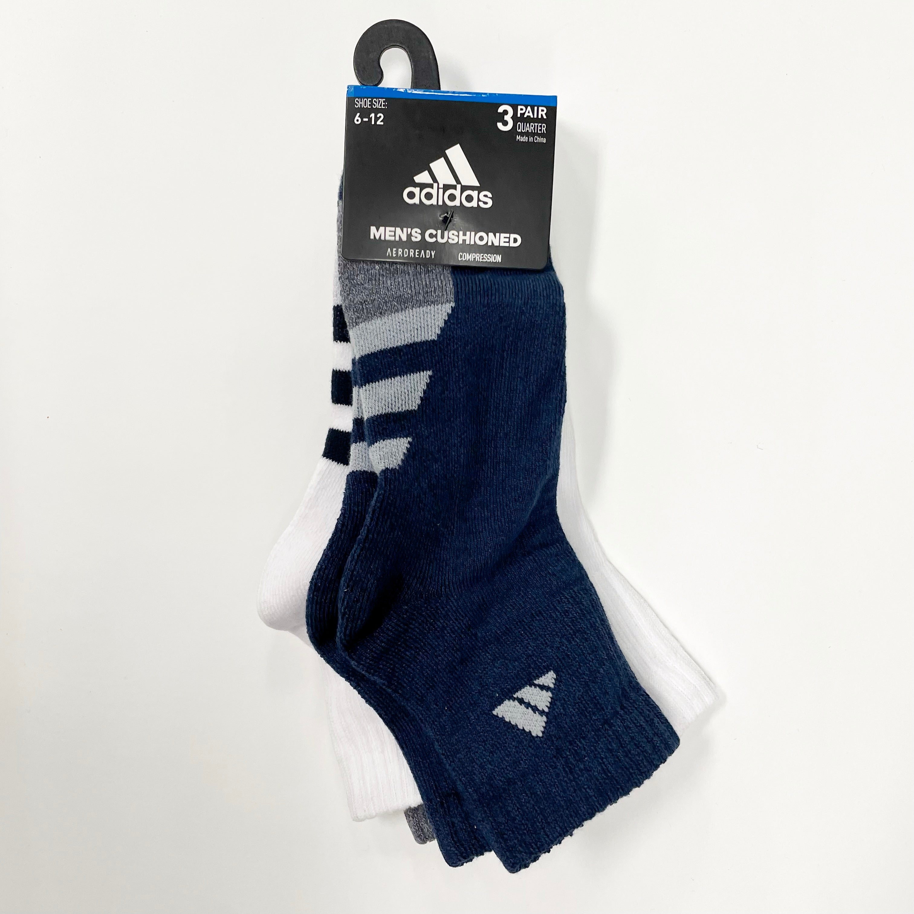 Adidas Men's Cushioned Quarter-Cut Athletic Socks - 3 Pairs Pack for Running, Gym & Everyday Comfort
