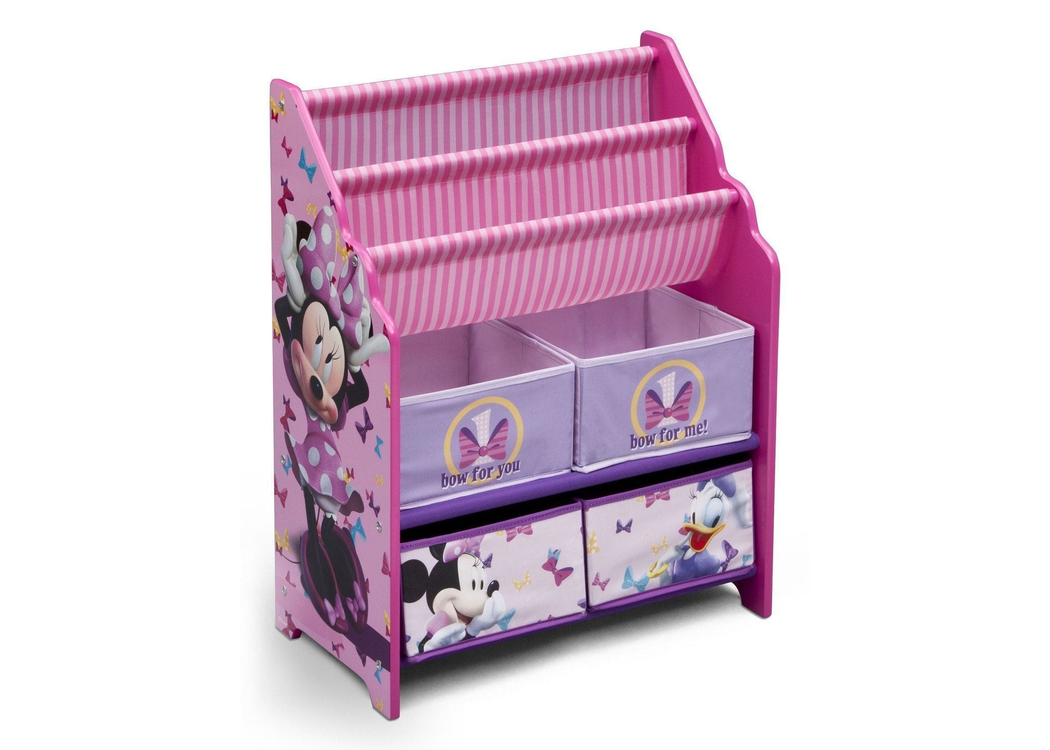 Minnie Mouse Book and Toy Organizer for Kids - Disney Themed Storage Solution for Bedroom, Playroom, and Nursery Organization - Perfect for Books, Toys, and Plushies