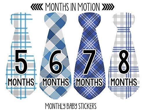 Baby Monthly Milestone Necktie Stickers - Newborn Boy Growth Photo Props - Set of 20 Adhesive Month Stickers for Baby Shower, First Birthday & Monthly Photos - Perfect for Baby Album, Scrapbooking & Social Media Posts