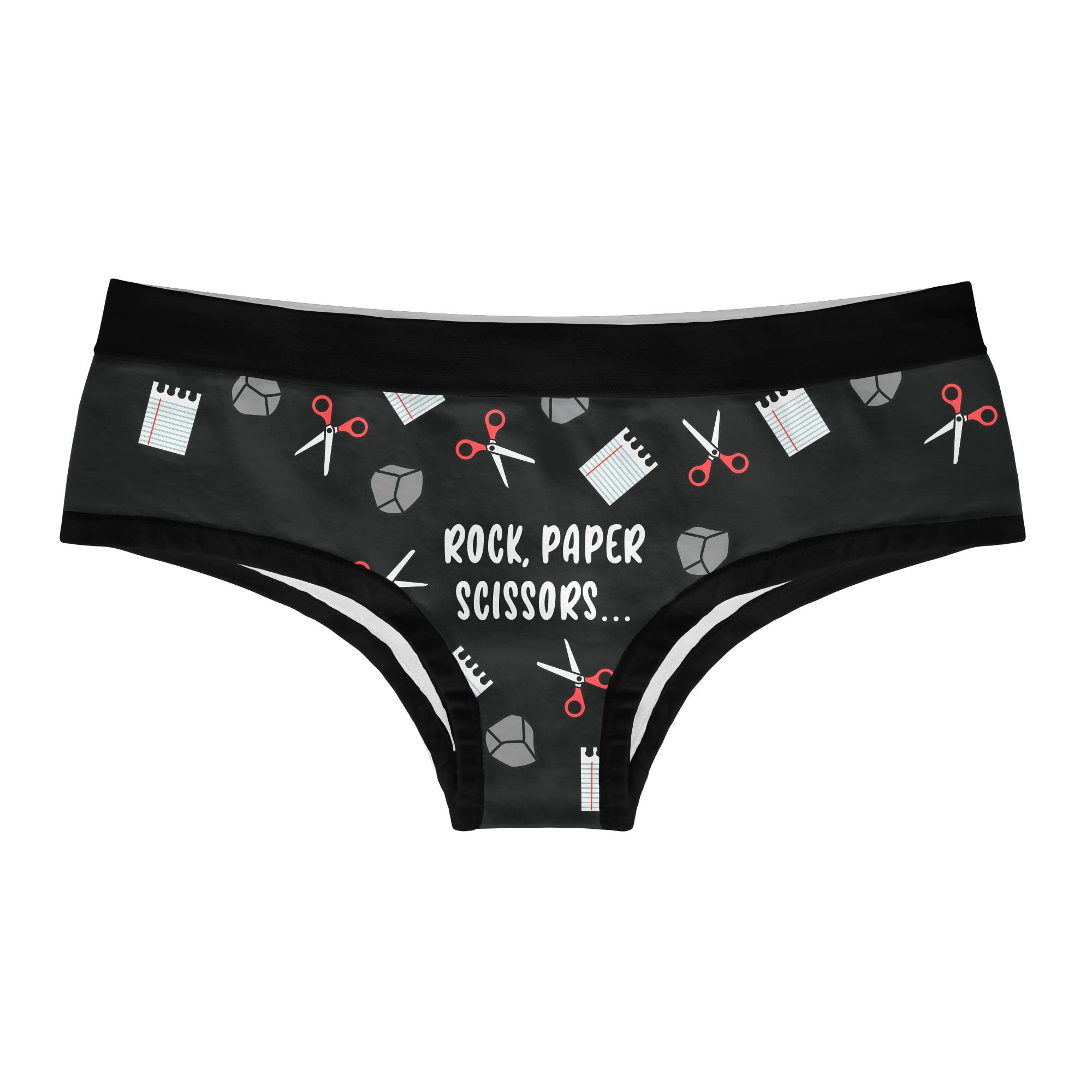 Funny Women's Graphic Underwear - Crazy Dog T-Shirts Rock Paper Scissors Throat Punch Panties Bikini Briefs | Perfect for Gag Gifts, Bachelorette Parties & Everyday Humor
