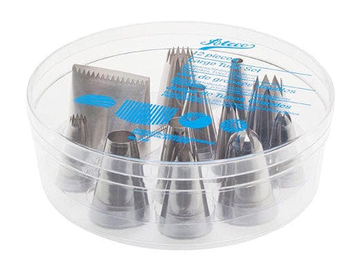 Ateco 12-Piece Large Decorating Tube Set for Cake Piping, Icing, and Cookie Decorating - Professional Baking Tools for Home Bakers and Pastry Chefs