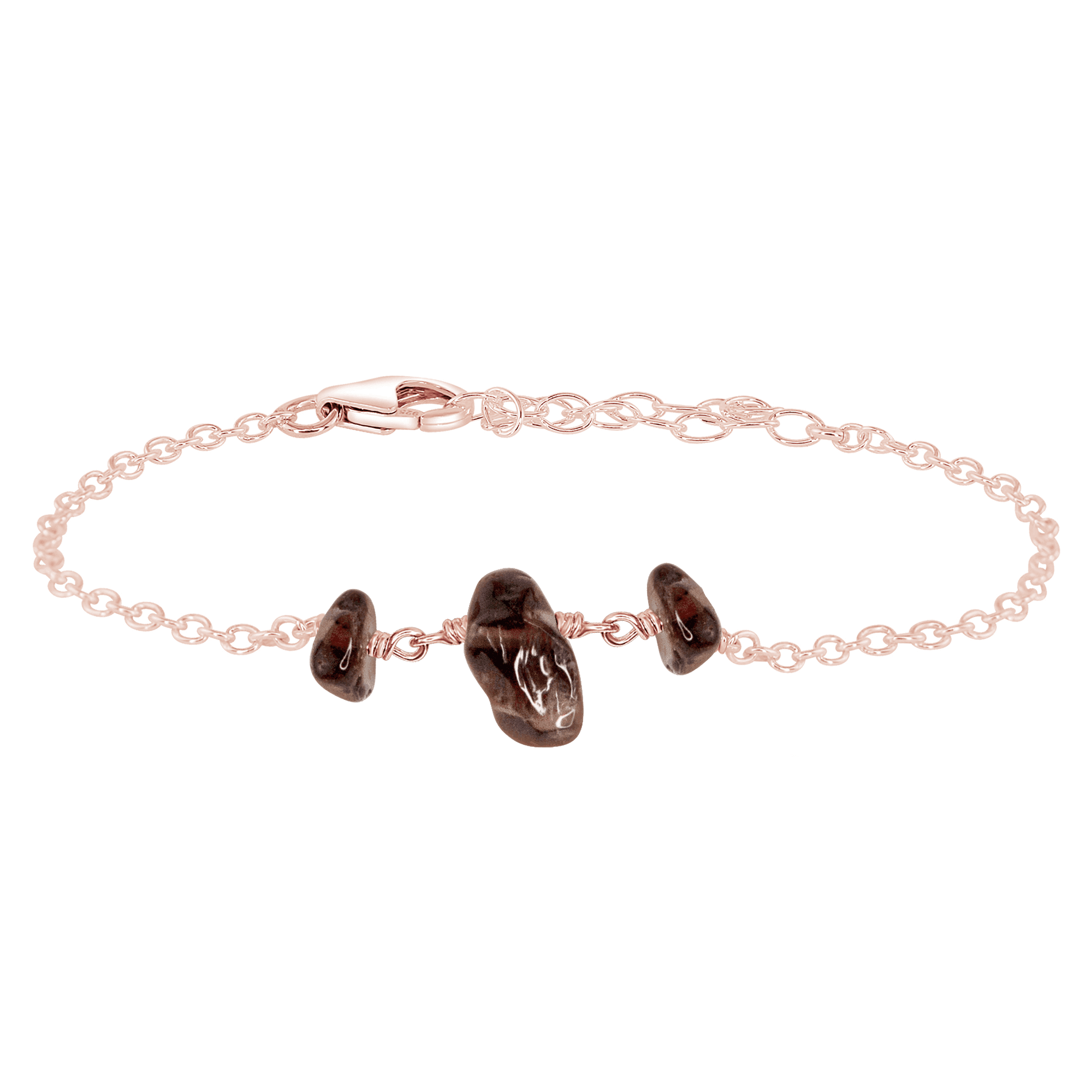 Natural Smoky Quartz Beaded Chain Bracelet for Women - Elegant Crystal Healing Jewelry for Meditation, Yoga & Spiritual Energy