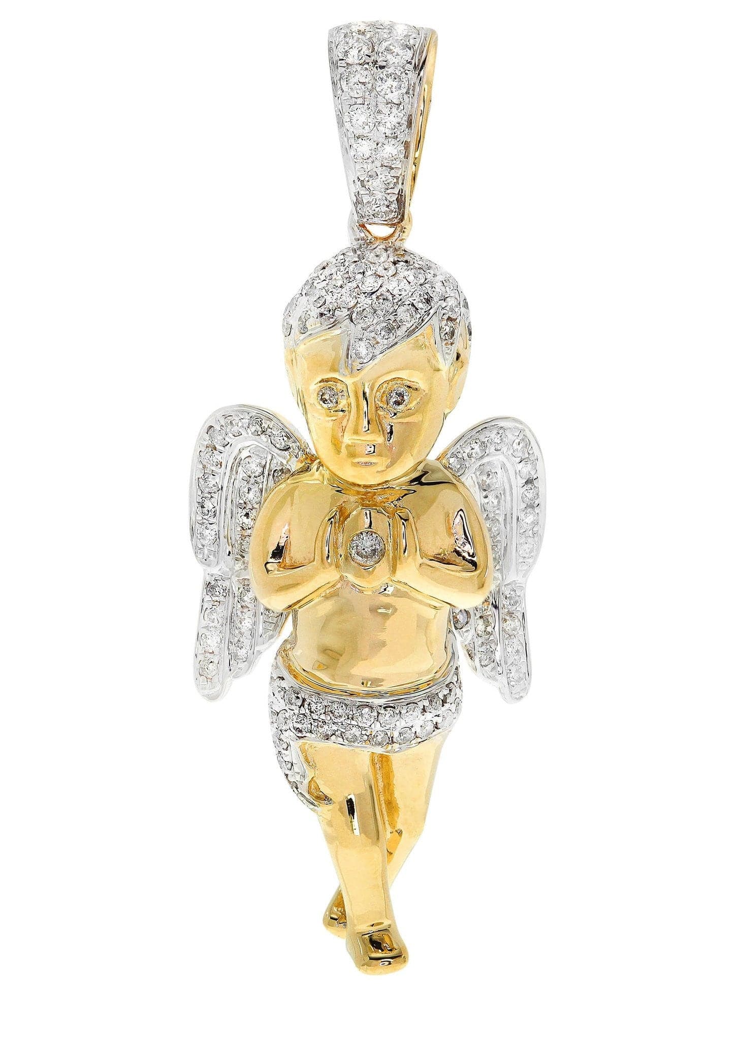 Diamond Angel Pendant Necklace - 9.67 Grams Solid 925 Sterling Silver - 1 Carat Genuine Diamond - Perfect Gift for Women, Birthday, Anniversary & Valentine's Day