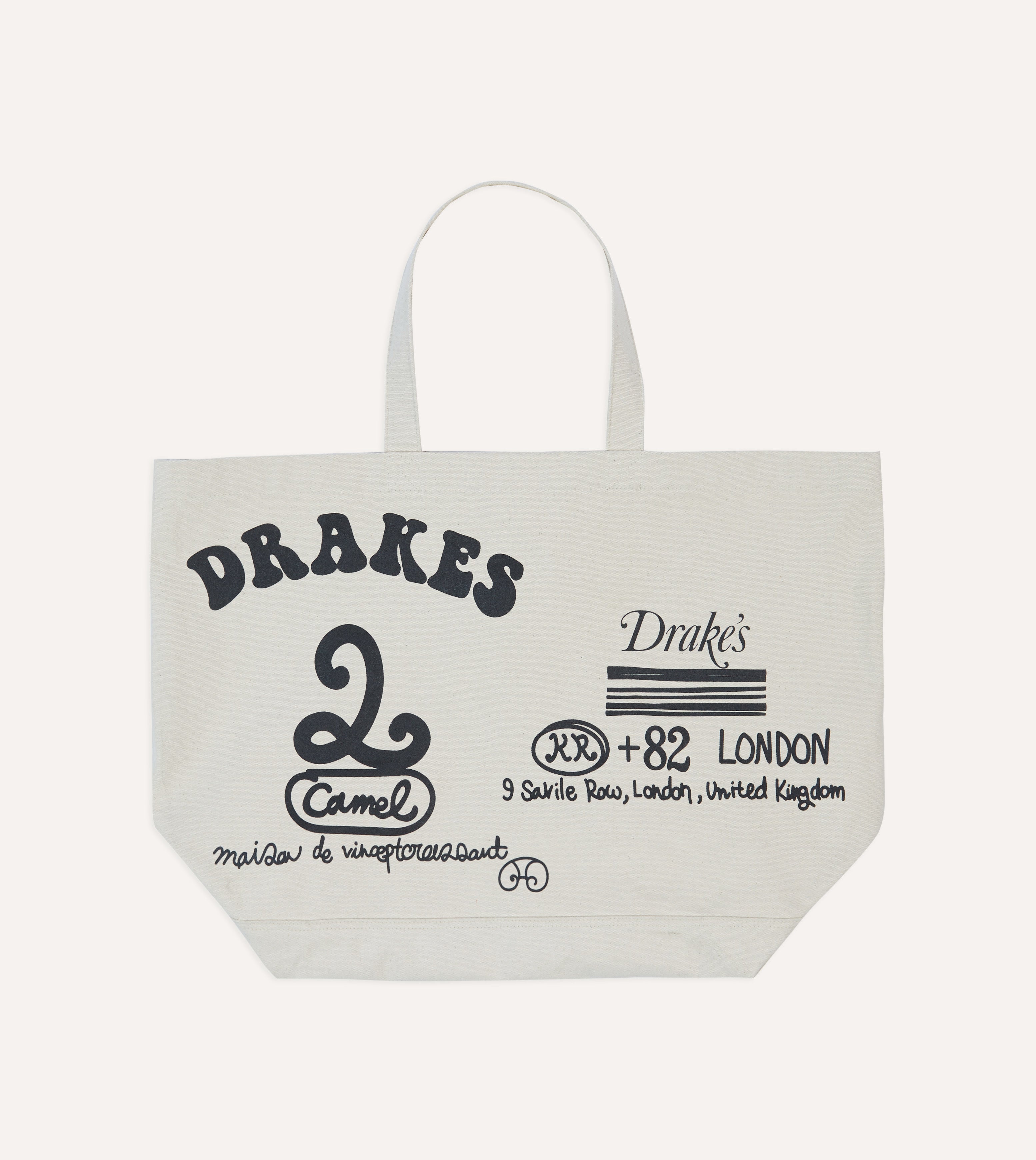 Drake's & Mr Camel Ecru Canvas Tote Bag - Stylish Reusable Shopping Bag for Groceries, Beach, Work & Travel