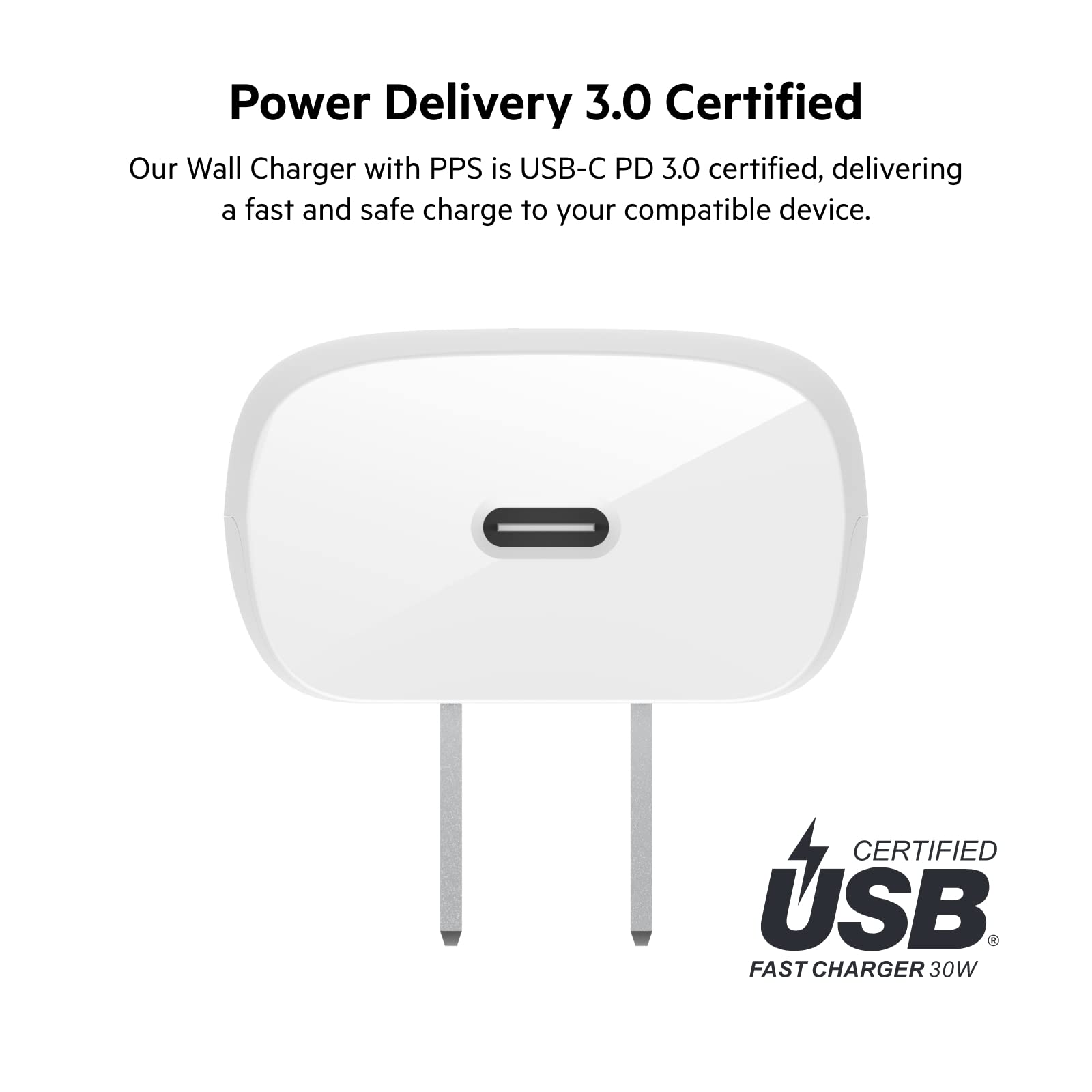 Belkin 30W USB-C Wall Charger Fast Charging Block - Compatible with iPhone 16/15/14 Series, Galaxy S25, iPad, AirPods & More - Compact PD Charger Adapter for Home, Office & Travel - 1-Pack