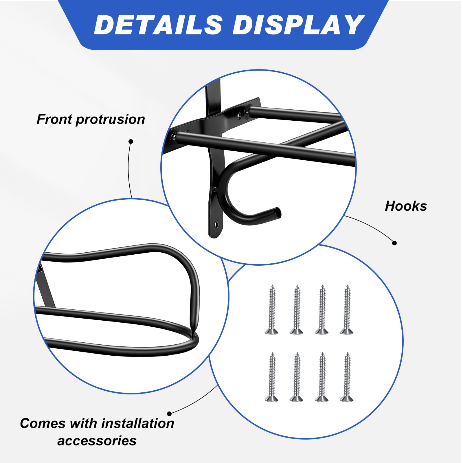 8 Sets Wall Mounted Saddle Rack Stand for Western Saddles - 20.3 x 11.8 x 9 Inches Black Horse Saddle Holder with Installation Screws - Perfect for Barn, Stable, and Equestrian Storage Organization