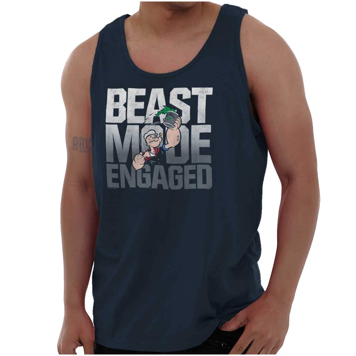 Brisco Brands Beast Gym Popeye Sailor Tank Top for Men & Women - Vintage Cartoon Graphic Tee for Workout, Fitness & Casual Wear