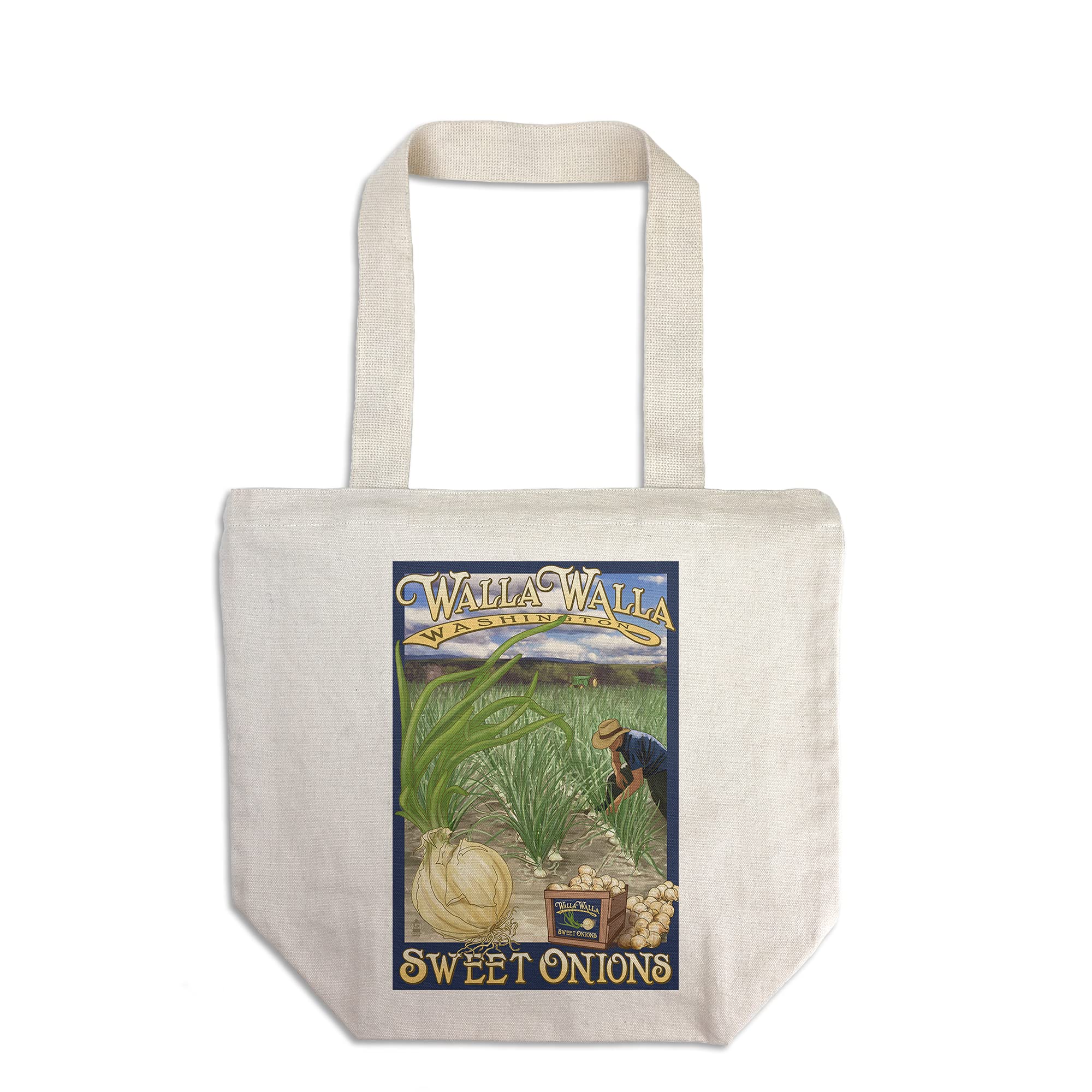 Walla Walla Sweet Onions Washington State Tote Bag - 100% Cotton Canvas Reusable Shopping Bag for Groceries, Farmers Market & Everyday Use