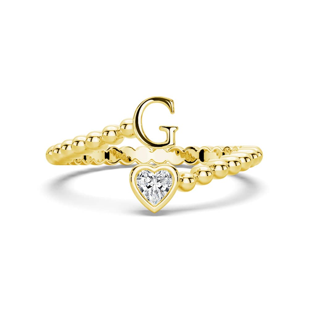 Lab Grown Diamond Personalized Initial Promise Ring for Women - Custom Engraved Name & Date - 14K Gold/Platinum/Silver - Perfect for Anniversaries, Engagements & Special Occasions