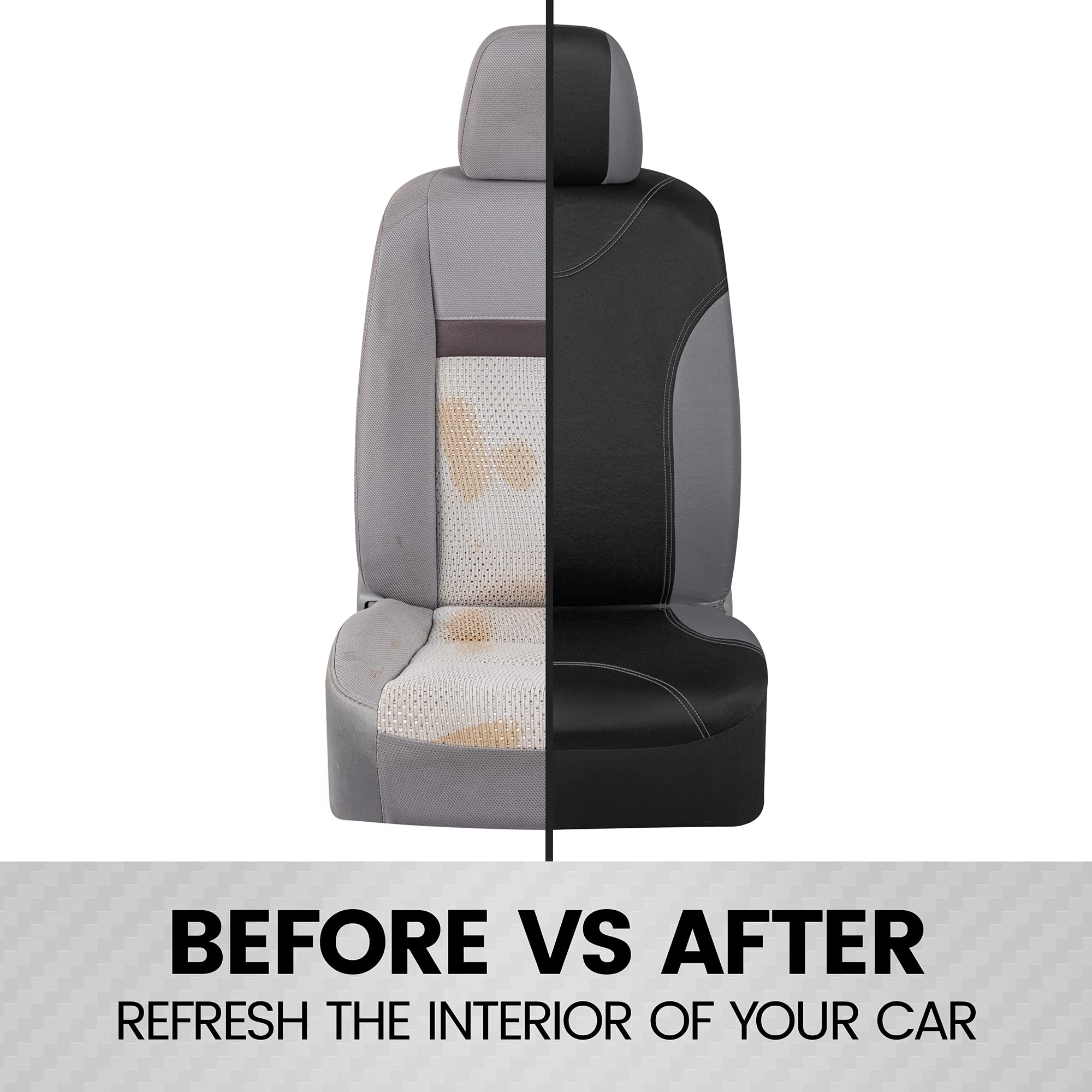 BDK UltraSleek Gray Car Seat Covers Set for Auto/Truck/SUV - Premium Interior Accessories for Driving Comfort