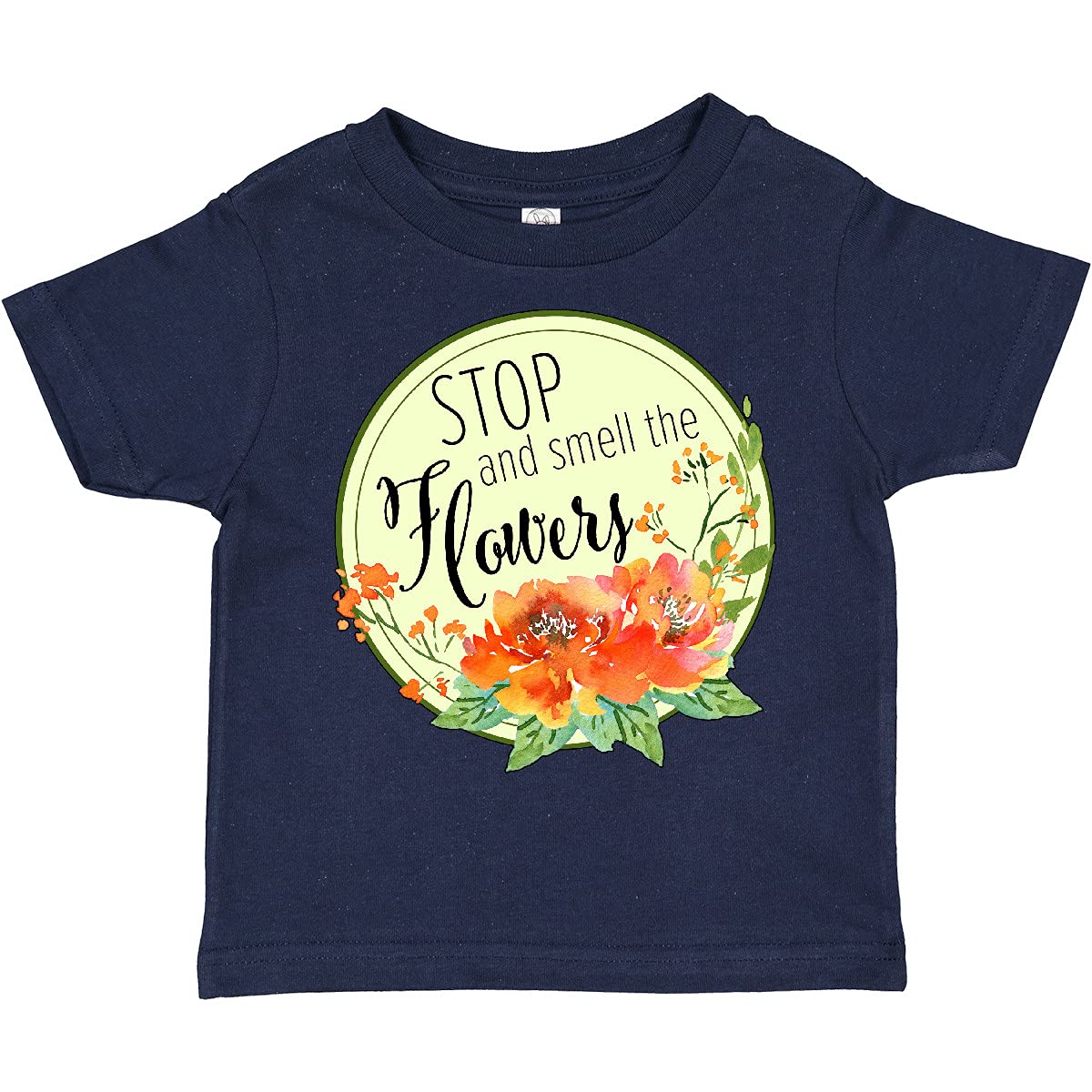 Inktastic Stop and Smell The Flowers Watercolor Toddler T-Shirt - Cute Floral Graphic Tee for Baby Boys & Girls - Soft Cotton Comfort for Playtime, Daycare & Family Photos