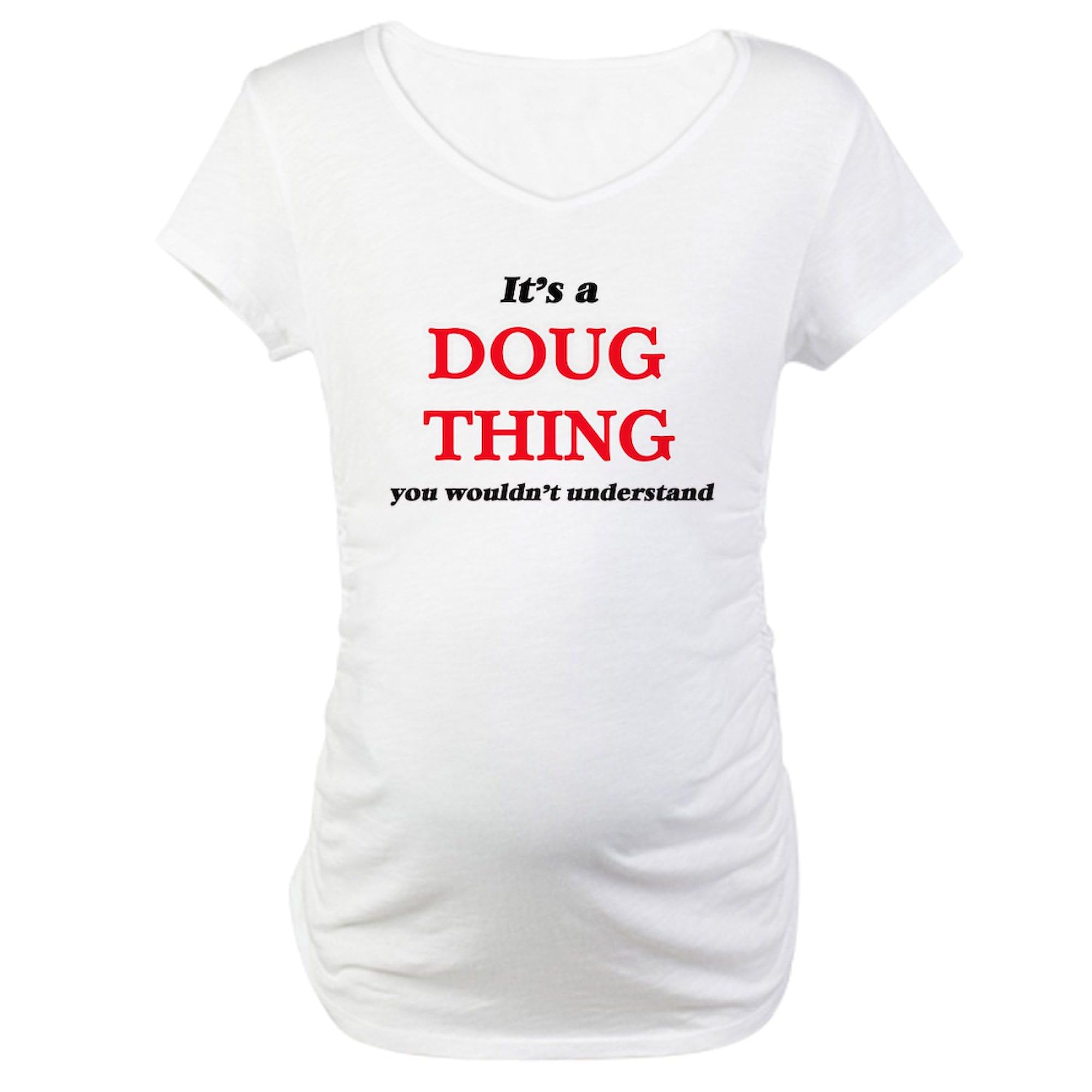 Doug Thing Maternity T-Shirt for Women - Ruched Side Design, Comfortable Pregnancy Tee | Perfect for Baby Showers, Maternity Photos & Casual Wear