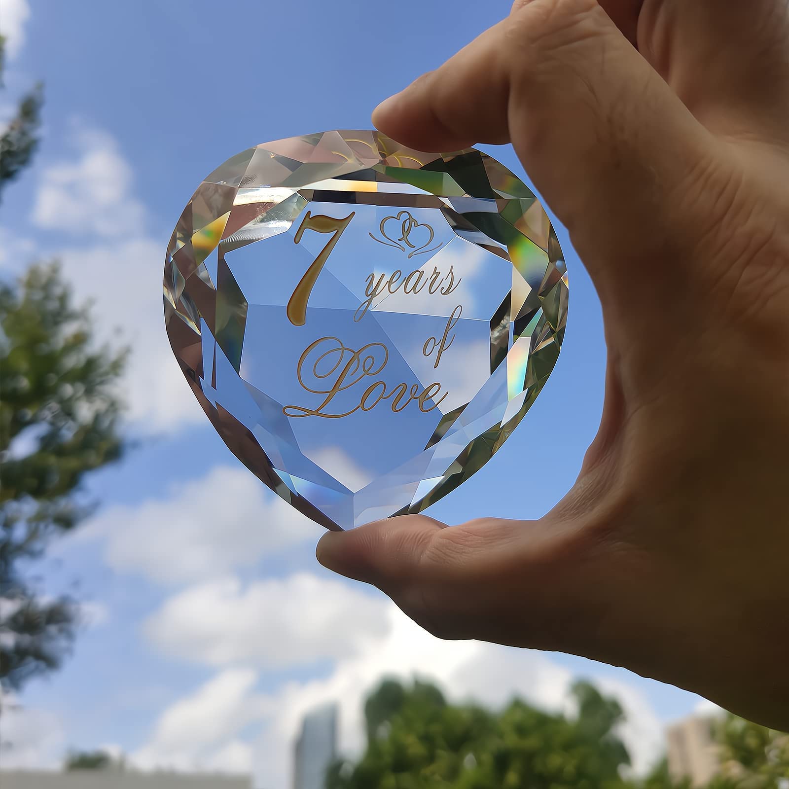 7th Anniversary Crystal Gifts for Couples - Romantic Wedding & Valentines Day Presents for Husband, Wife, Boyfriend or Girlfriend | Perfect for Anniversary Celebrations, Home Decor & Special Occasions