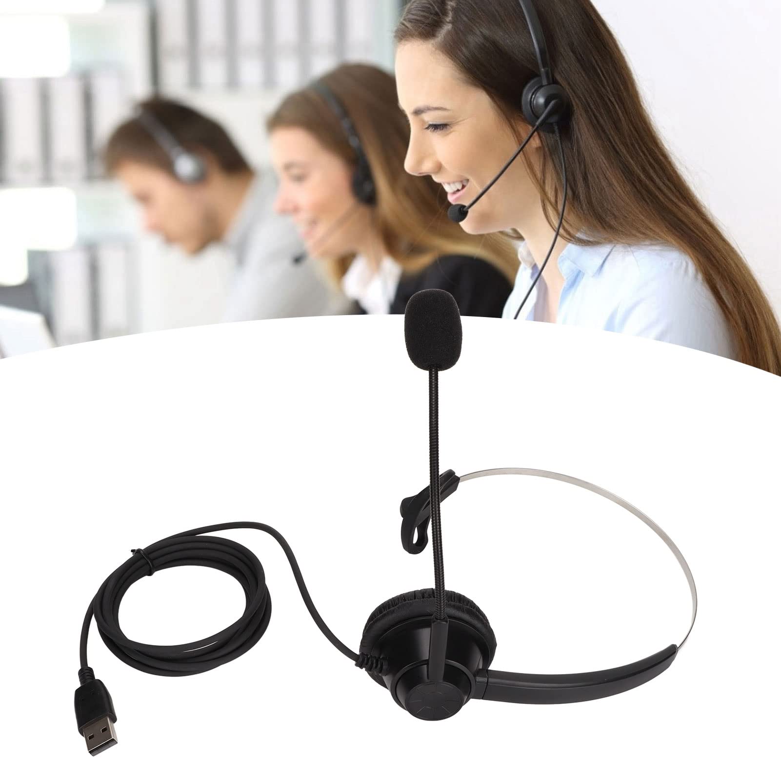 H360D USB Business Headset with Noise Cancelling Mic - Single Ear Office Headphone for PC, VOIP, Call Center, Online Courses & Conference Calls - Perfect for Remote Work & Virtual Meetings