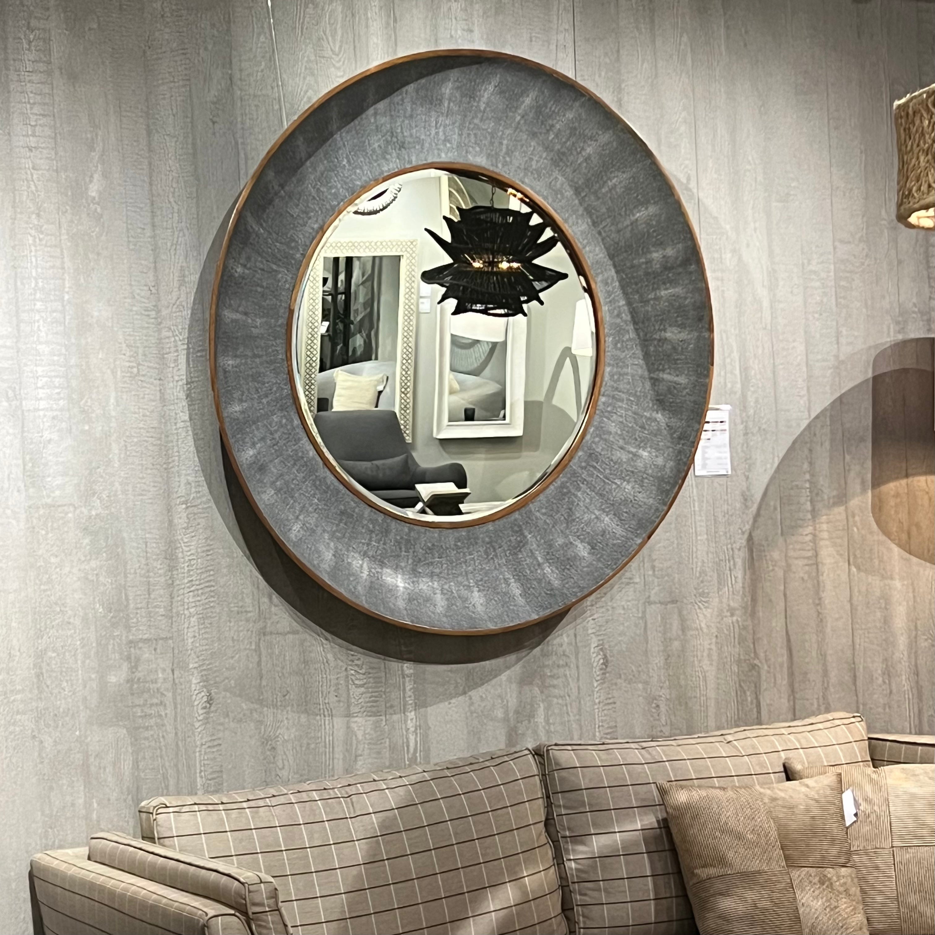Armond Mirror - Cool Gray and Brass Metal Frame - Multiple Size Options - Perfect for Living Room, Bedroom, or Bathroom Decor