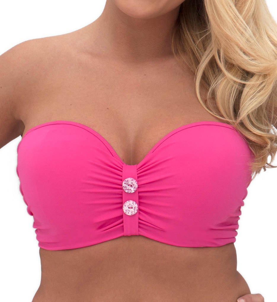 Curvy Kate Luau Love Underwire Bandeau Bikini Top for Women - Flamingo Print, Plus Size Swimwear for Beach, Pool & Vacation
