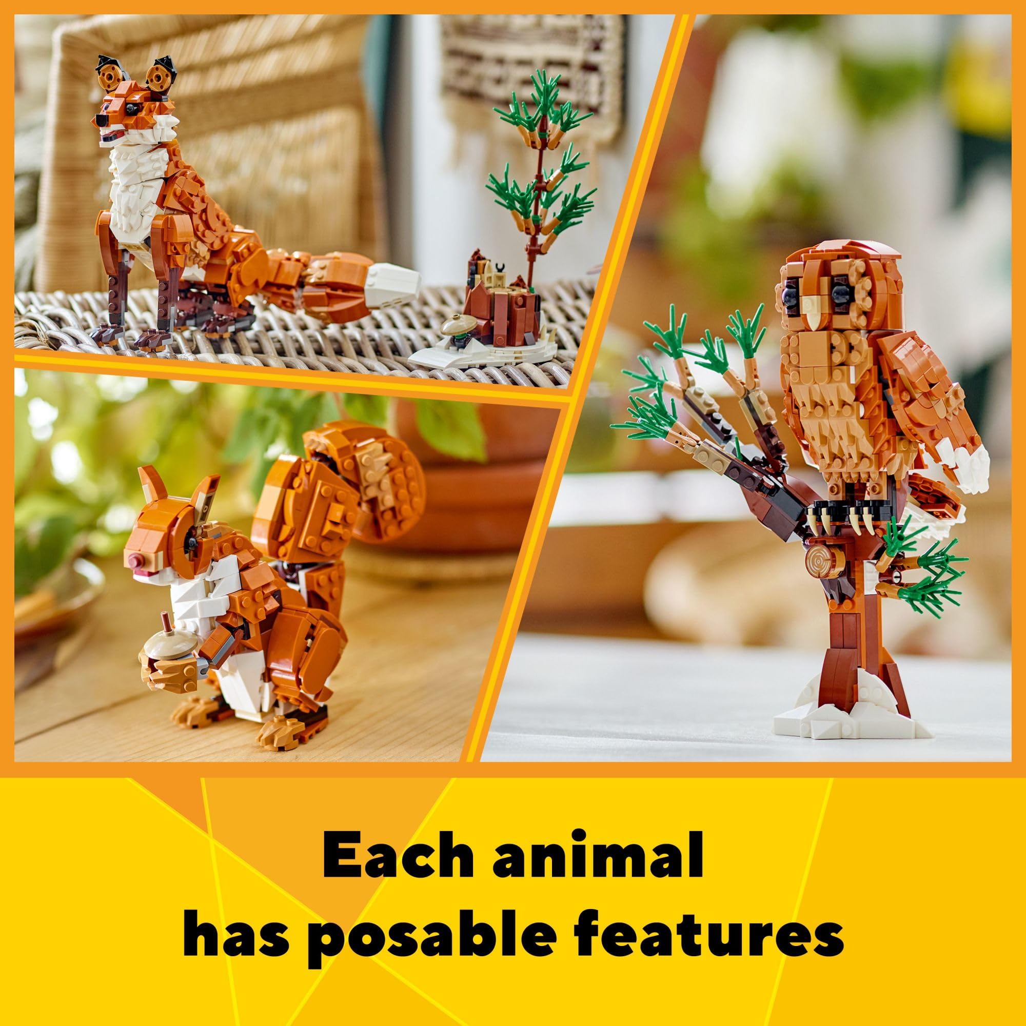 LEGO Creator 3-in-1 Forest Animals Building Kit - Red Fox, Owl & Squirrel Animal Toy Set for Kids Ages 9+ | Creative STEM Educational Gift for Boys & Girls | Perfect for Birthday Presents & Indoor Playtime