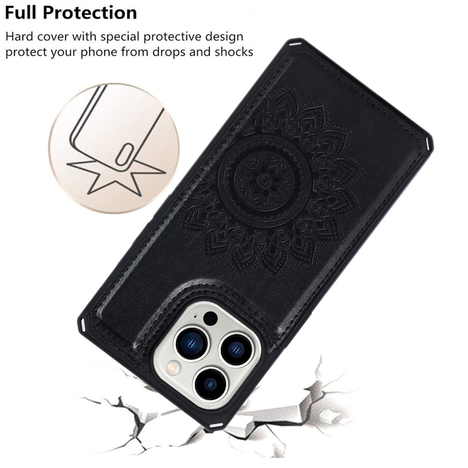 RFID Blocking PU Leather Wallet Case for iPhone 13 Pro (6.1