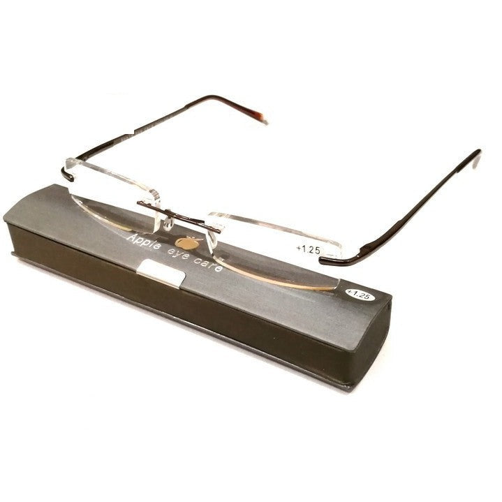 Premium Crystal Slim Rimless Reading Glasses +1.00 Strength - Gold Frame for Women & Men - Lightweight & Stylish for Reading, Office, and Computer Use