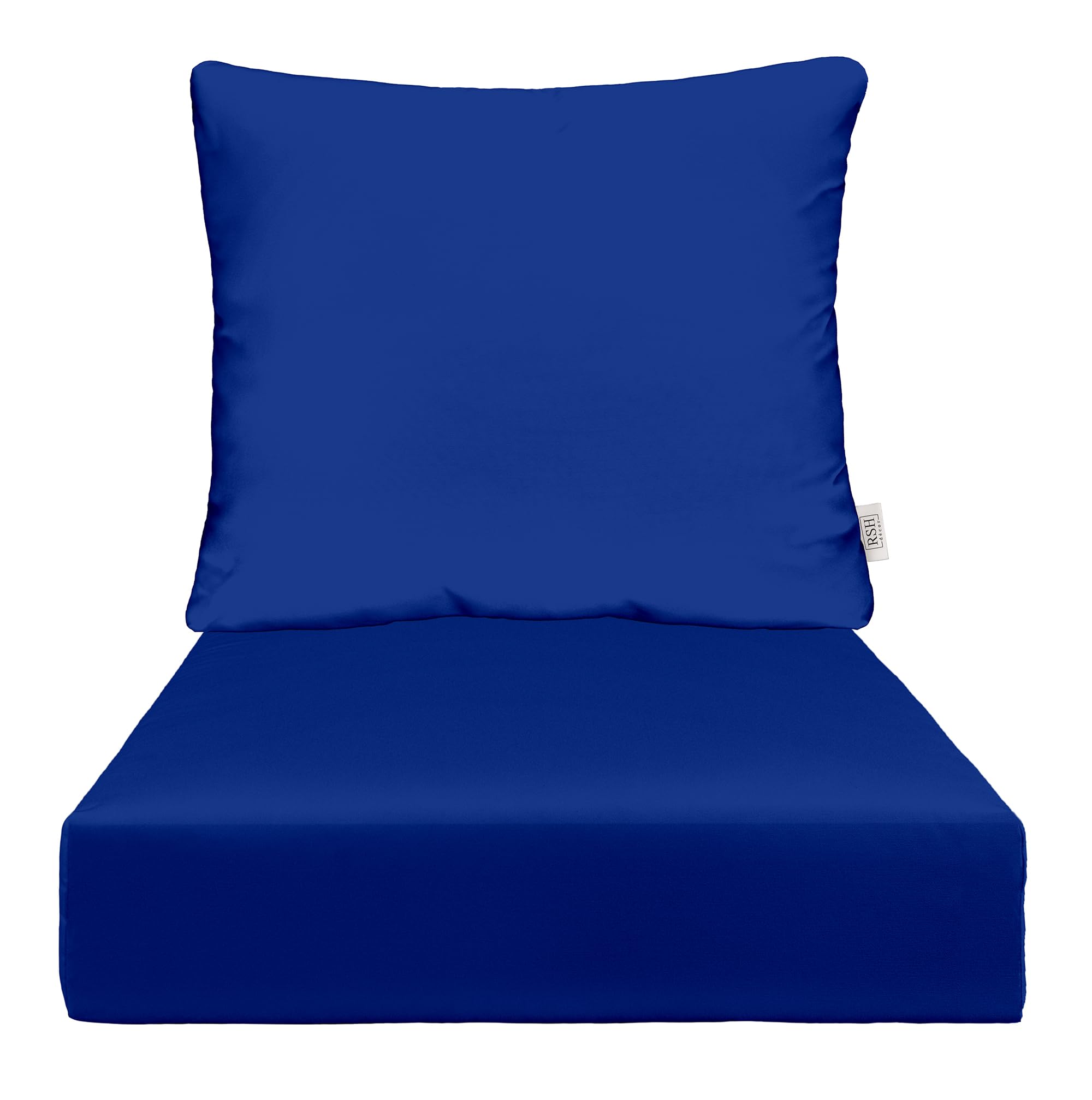 RSH DECOR: Sunbrella Deep Seating Cushion with Pillow Back - 24” x 27” Waterproof & Fade-Resistant Outdoor Chair Cushion Set | Patio Furniture Cushions for Lounge Chairs, Sofas & Sectionals | True Blue Canvas Fabric for All-Weather Use