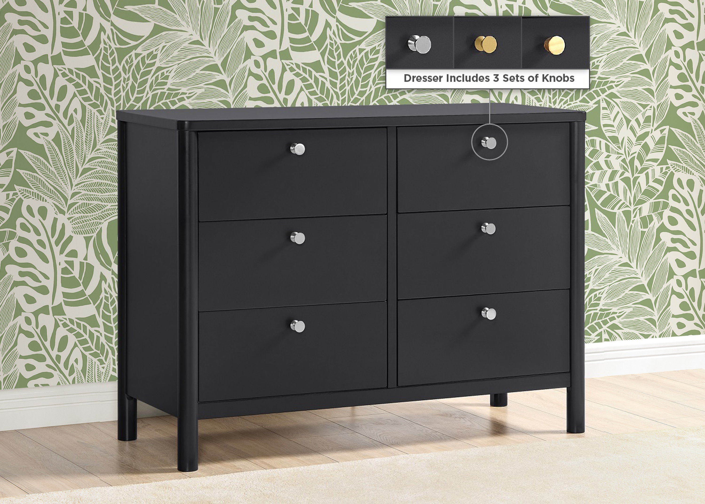 Brooks 6 Drawer Dresser with Interlocking Drawers - Sturdy Wooden Bedroom Furniture for Clothes Storage | Perfect for Master Bedroom, Guest Room & Nursery Organization