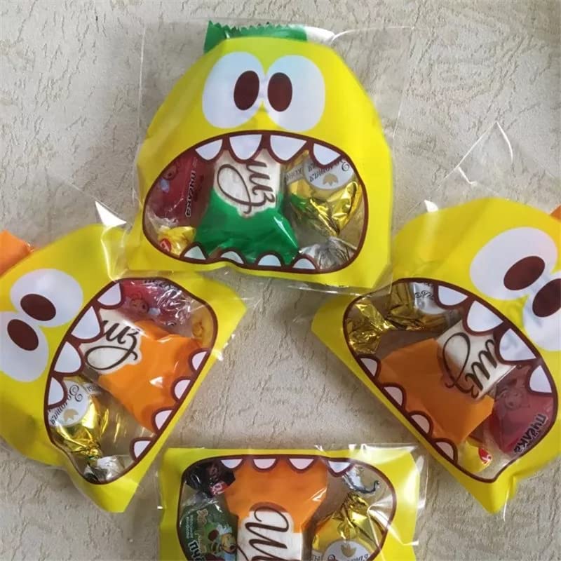 Chocozone 100-Pack Self-Adhesive Guddy Bags - Yellow Party Favor Bags for Cookies, Chocolates & Gifts | Perfect for Birthday Parties, Baby Showers & Wedding Favors