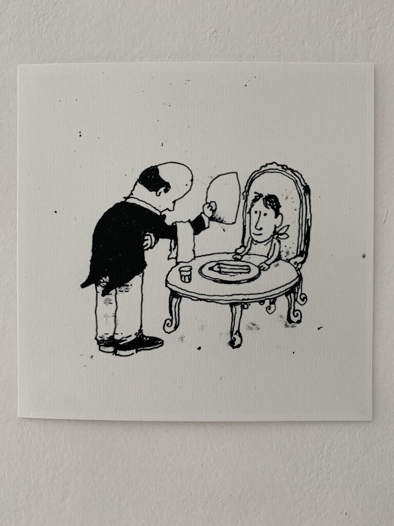 Hand Signed 'Dinner is Served' Dessin du Jour Art Print - Elegant Wall Decor for Dining Room & Kitchen