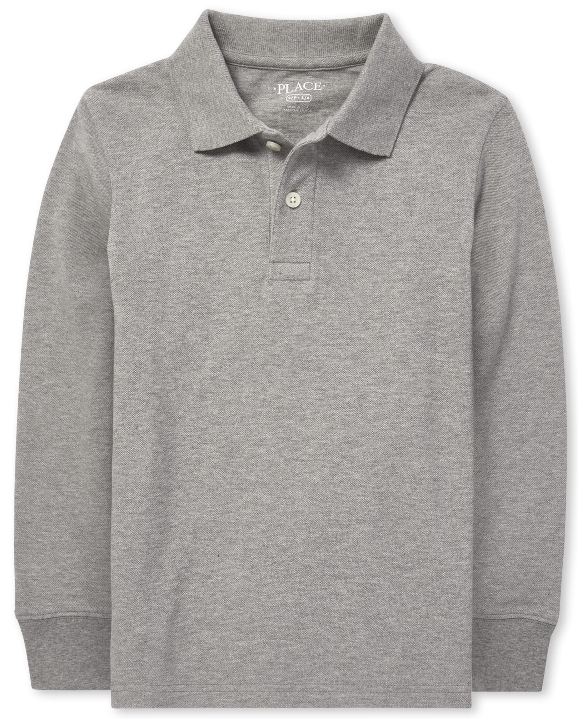The Children's Place Boys' Long Sleeve Pique Polo Shirt - Comfortable Cotton School Uniform & Casual Wear for Kids