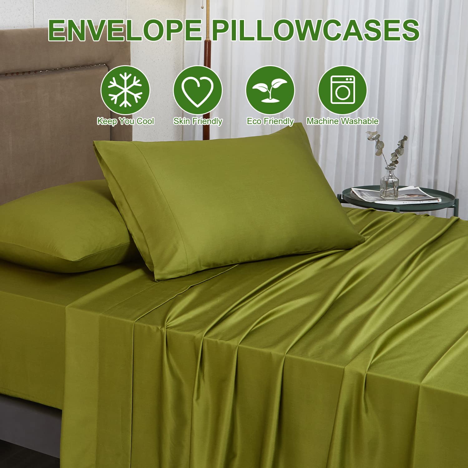 Luxury Cooling Queen Sheets - Bamboo Rayon Deep Pocket 18