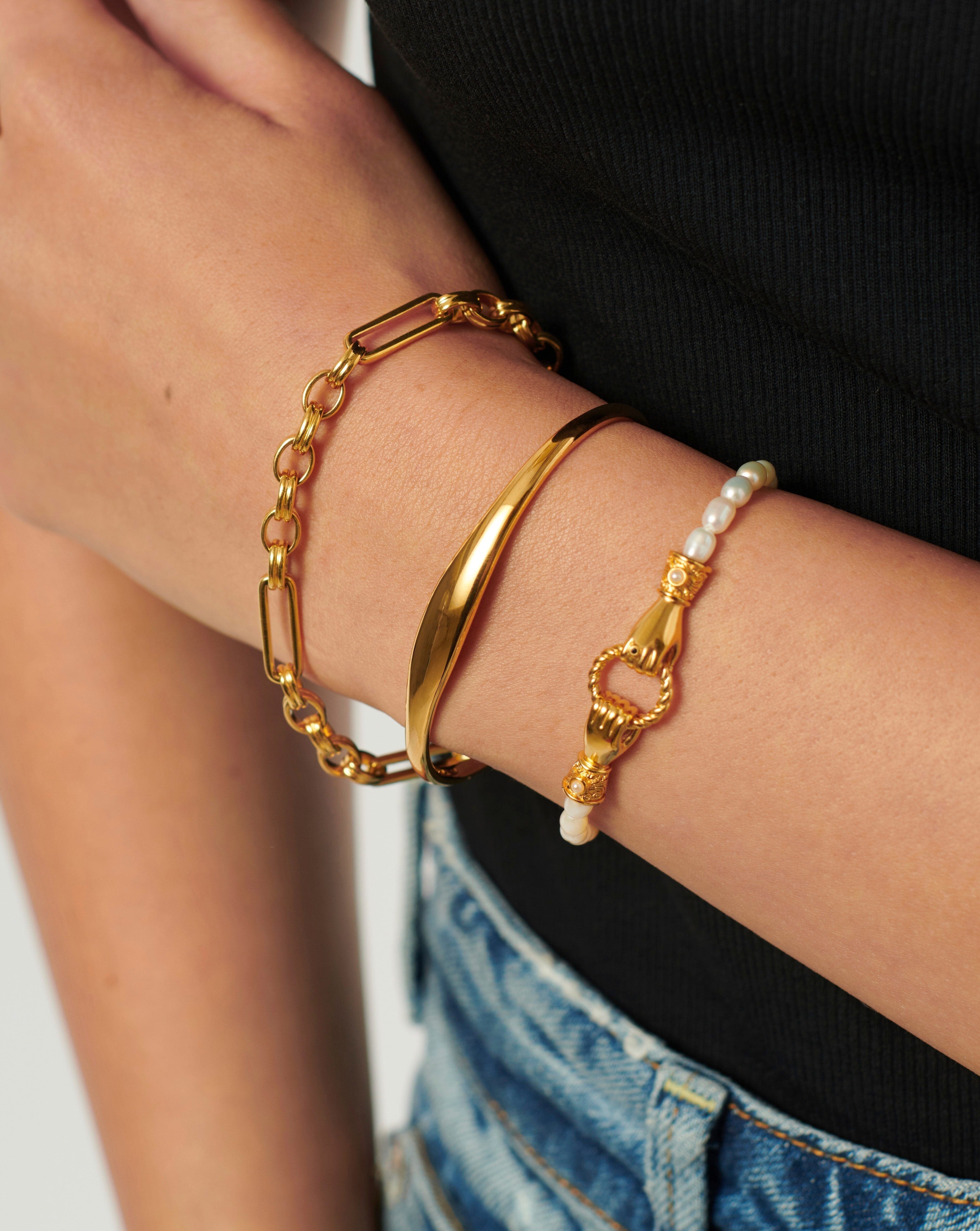18k Gold Vermeil Classic Cuff Bracelet for Women - Elegant Stackable Bangle Jewelry Gift for Birthday, Anniversary & Special Occasions