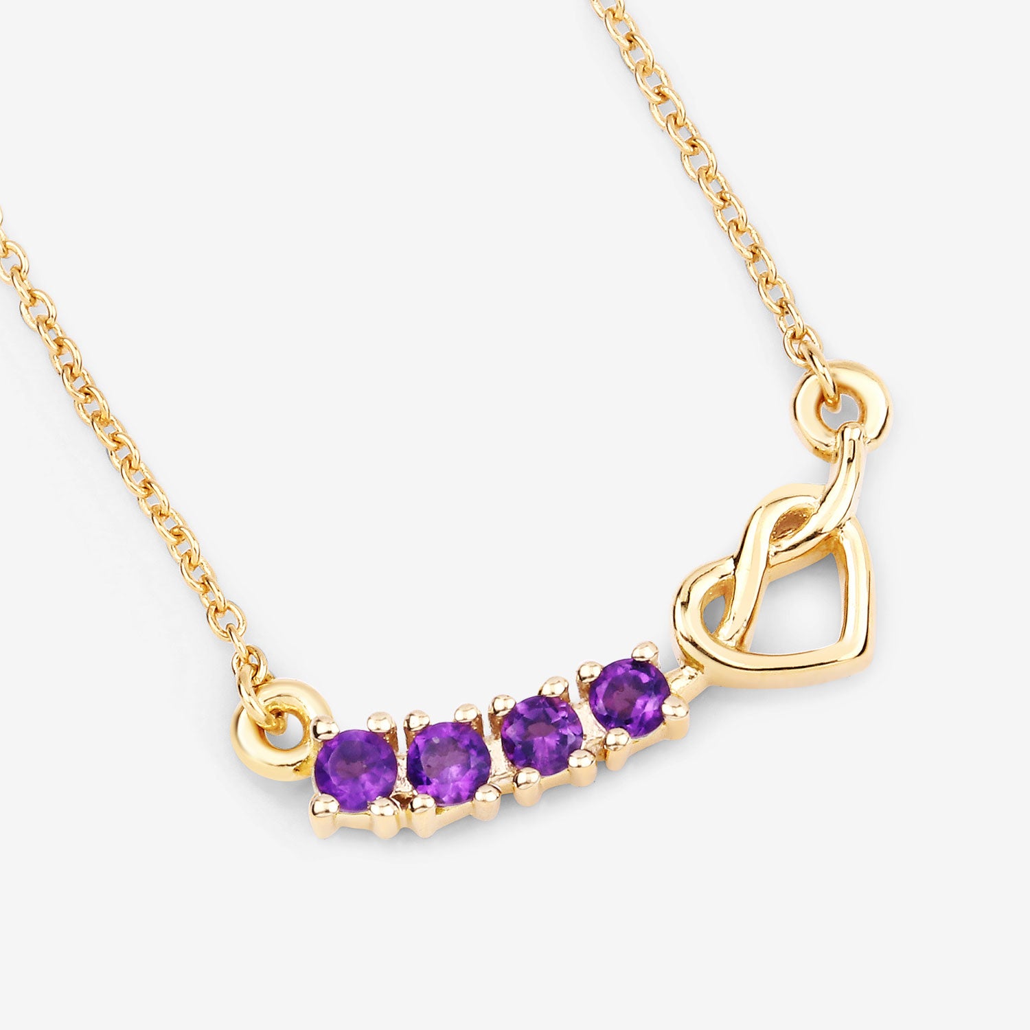 Genuine Amethyst Necklace with Heart & Infinity Symbol - Elegant Spiritual Jewelry for Women, Perfect Gift for Valentine's Day, Anniversary or Birthday