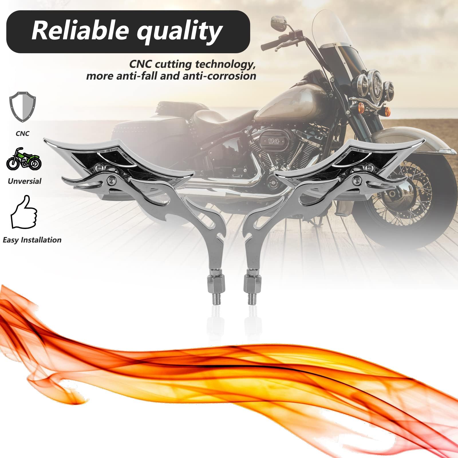 Universal 8MM & 10MM Screw Motorcycle Mirrors - 360° Adjustable Chrome Rear View Side Mirrors for Scooters, Honda, Suzuki, Kawasaki, Victory | Enhanced Visibility & Safety for City Commuting & Highway Riding