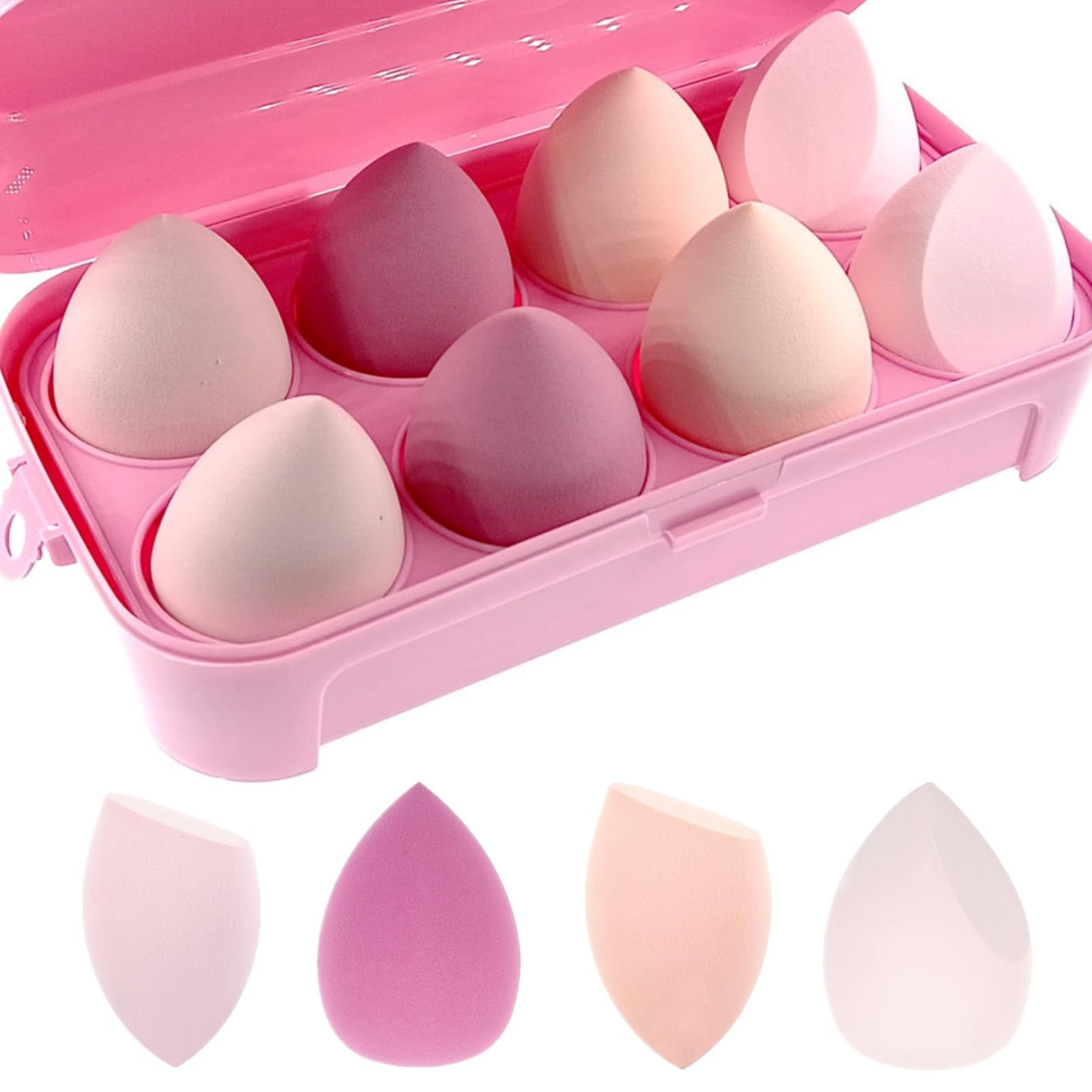 ZHIYE 8pcs Pink Makeup Sponge for Foundation & Concealer - Beauty Blending Tool