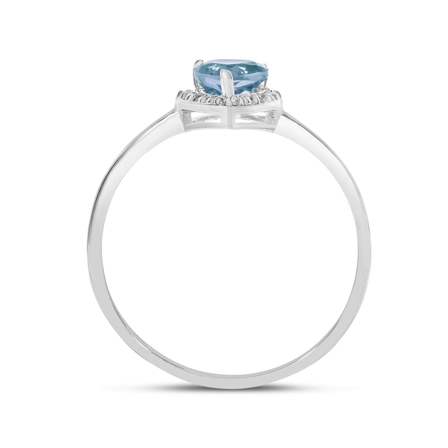 10K White Gold Pear Aquamarine and Diamond Engagement Ring - Elegant Wedding, Anniversary, or Gift Jewelry for Women