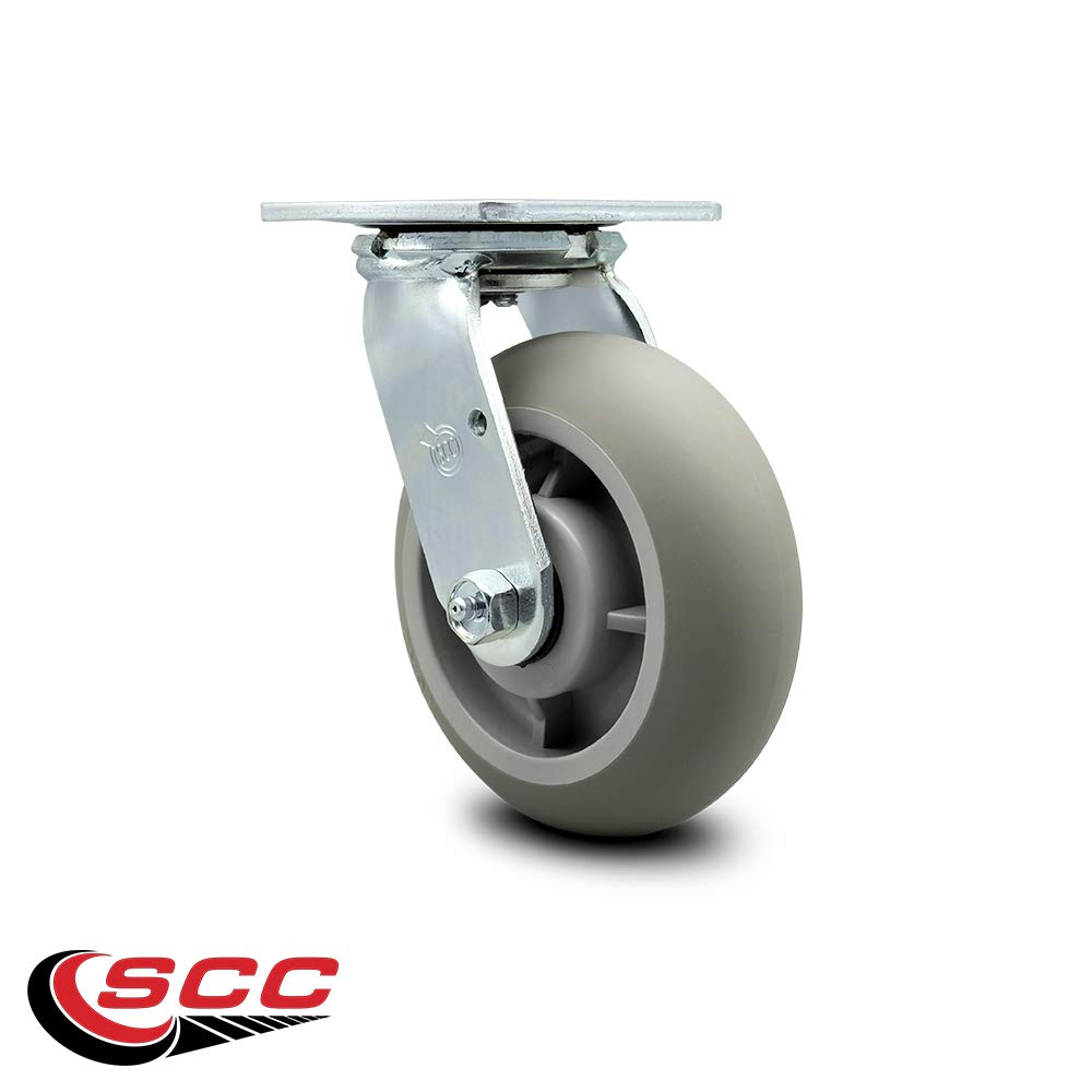 6 Inch Heavy Duty Swivel Caster with Thermoplastic Rubber Donut Tread - 500 lbs Capacity per Wheel - Service Caster Brand - Ideal for Industrial Equipment, Warehouse Carts, and Workshop Applications
