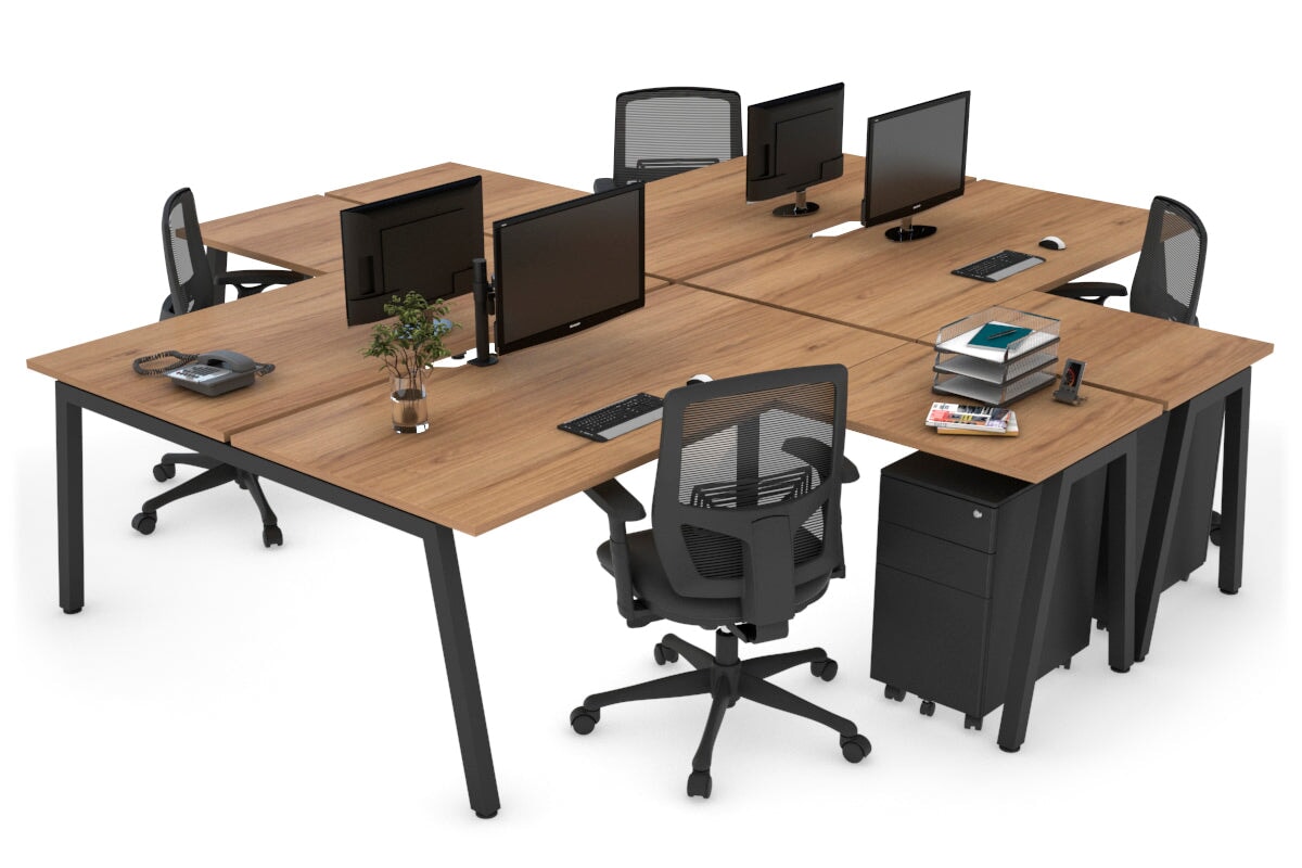 Quadro A Legs 4-Person Corner Workstation Desk - 1600L x 1800W with Cable Management - Modern Office & Home Workspace Solution for Professionals