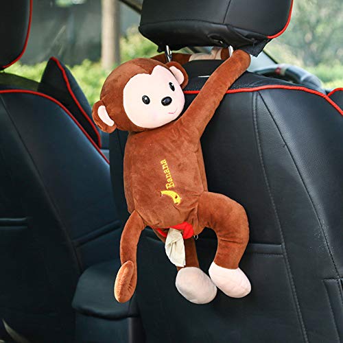 **Soft Plush PIPI Monkey Anime Tissue Box Cover - Cute Cartoon Tissue Holder for Car, Home & Bathroom - Brown Napkin Storage Box for Kids Room Decor & Gift**