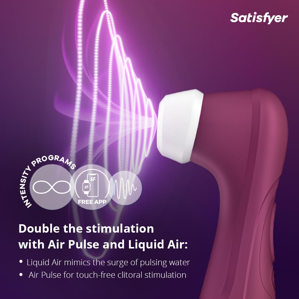 Satisfyer Pro 2 Generation 3 Bluetooth Clitoral Stimulator - Liquid Air Technology Vibrating Sex Toy for Women | Rechargeable Adult Pleasure Device | Wine Red | Perfect for Solo Play & Couples Intimacy