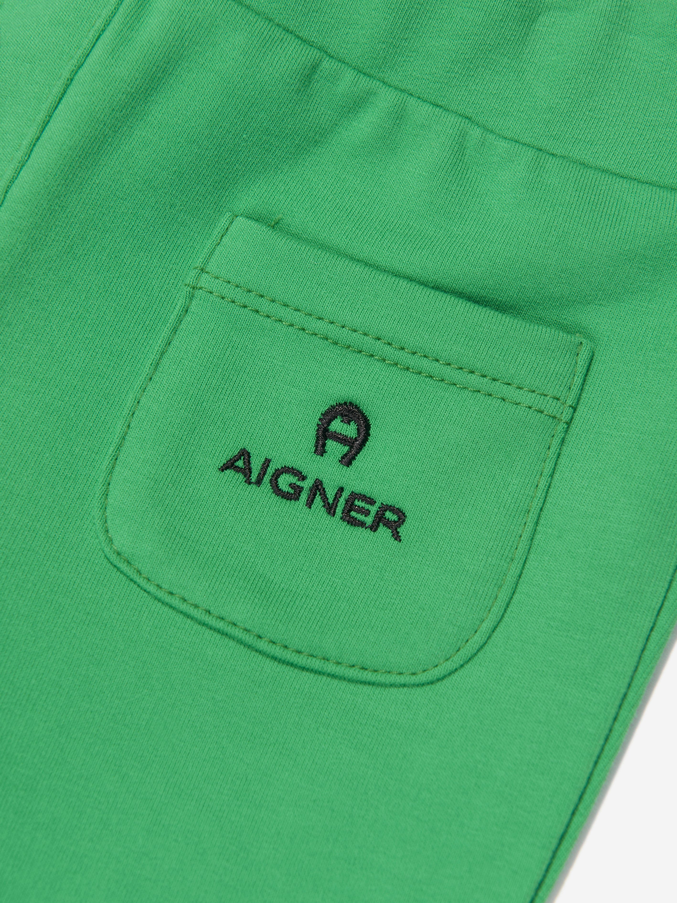 Aigner Baby Girls Logo Joggers - Green Cotton Jogger Pants with Embroidered Logo for Toddlers | Perfect for Playdates, Daycare & Casual Outings