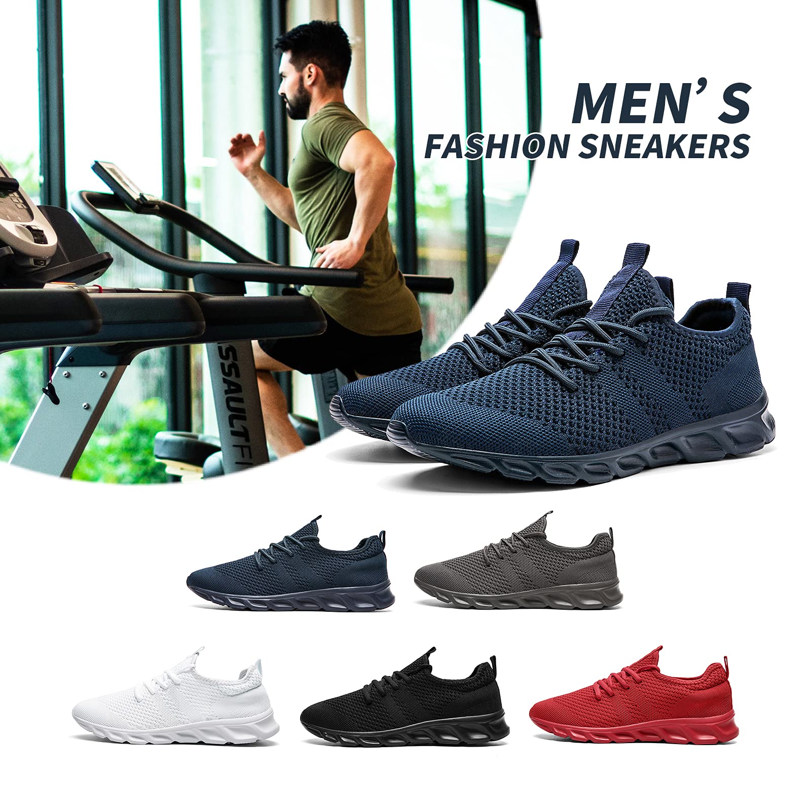 Men's Lightweight Tennis Shoes - Non-Slip Athletic Running Sneakers for Gym, Walking & Sports | Breathable Comfort Workout Shoes for Men