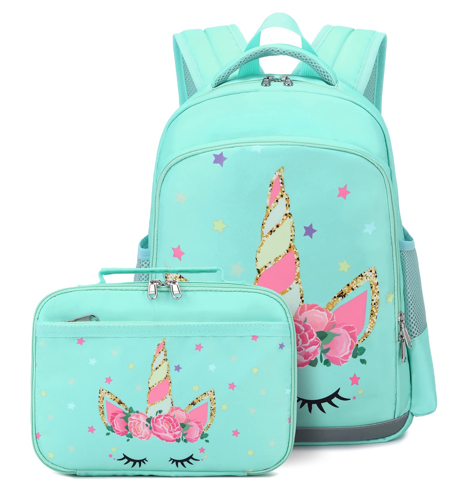 JIANYA Unicorn Backpack for Girls - Cute Kids School Backpack with Lunch Box, Durable Kindergarten Bookbag for School, Travel & Daily Use