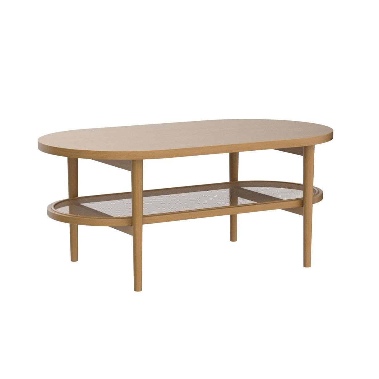 Nathan James Sonia Coffee Table with Storage Shelf - Light Wood & Rattan Design - Modern Living Room Furniture for Small Spaces, Home Decor & Storage Solutions