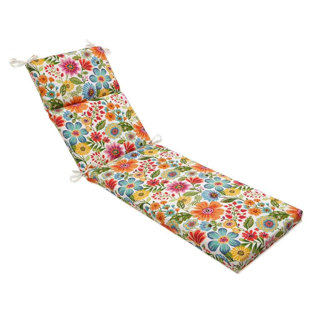 Pillow Perfect Bright Floral Indoor/Outdoor Chaise Lounge Cushion - Plush Fiber Fill, Weather & Fade Resistant, 72.5