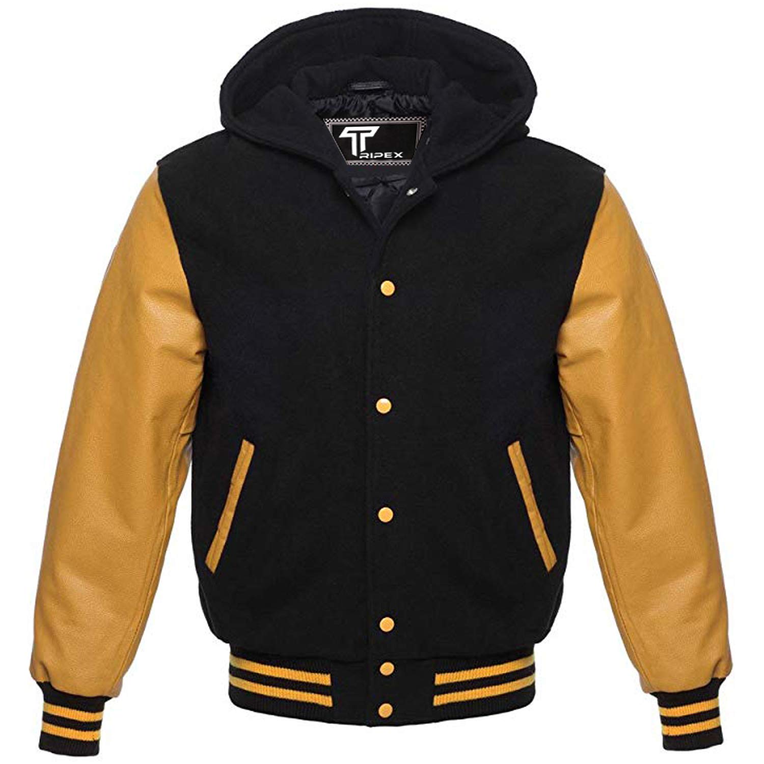 Premium Letterman Baseball Varsity Jacket - Wool Blend & Genuine Leather Sleeves for School, College & Sports Teams | Stylish Bomber Hoodie for Athletes, Cheerleaders & Fans
